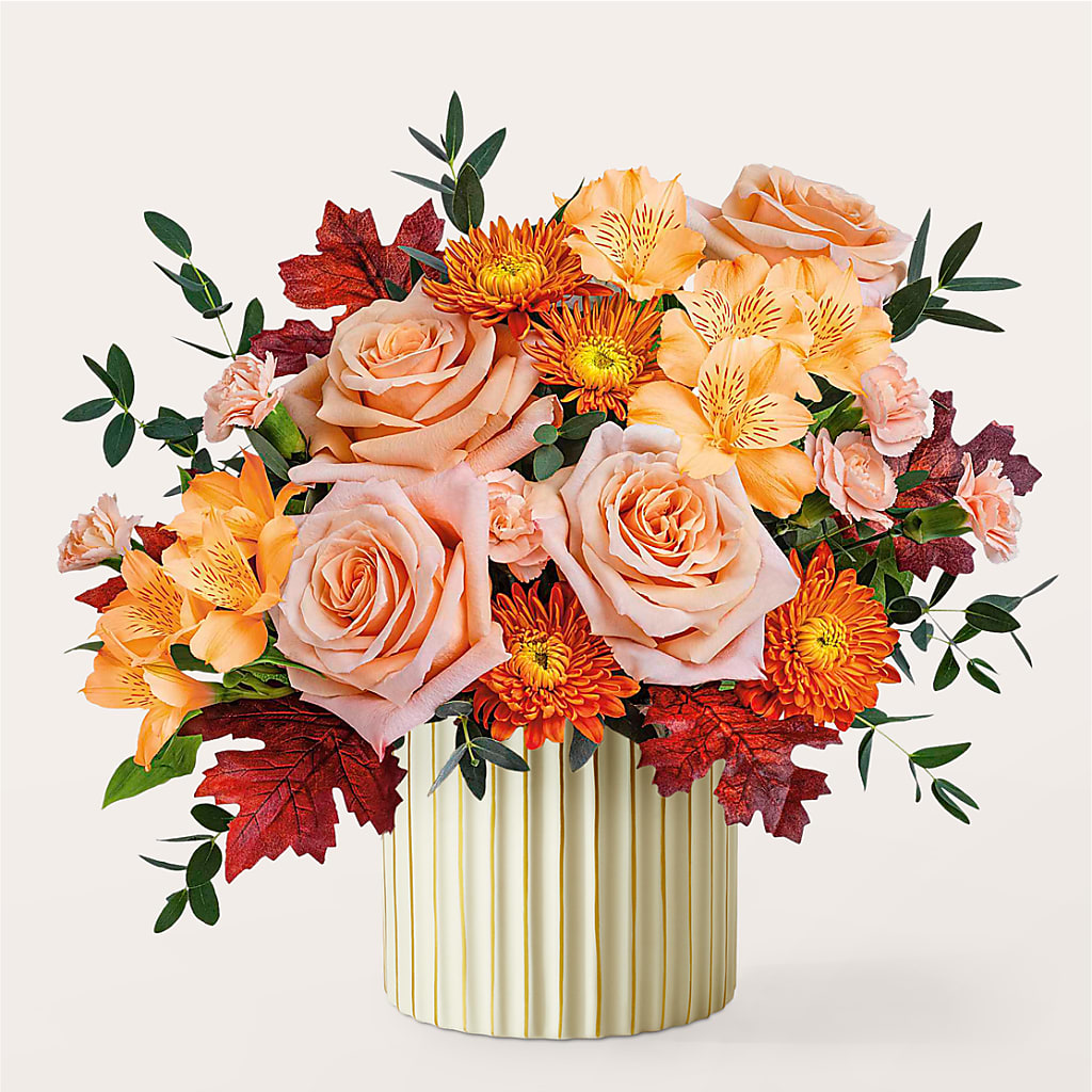 Spiced Latte Bouquet with Ivory Vase – GARRISON DESIGNS FLORIST & INTERIORS, Huntington WV