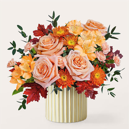 Spiced Latte Bouquet with Ivory Vase – GARRISON DESIGNS FLORIST & INTERIORS, Huntington WV
