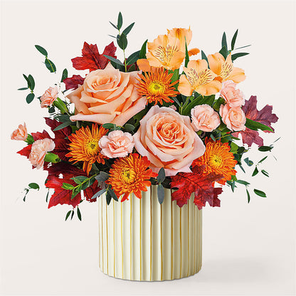 Spiced Latte Bouquet with Ivory Vase – GARRISON DESIGNS FLORIST & INTERIORS, Huntington WV