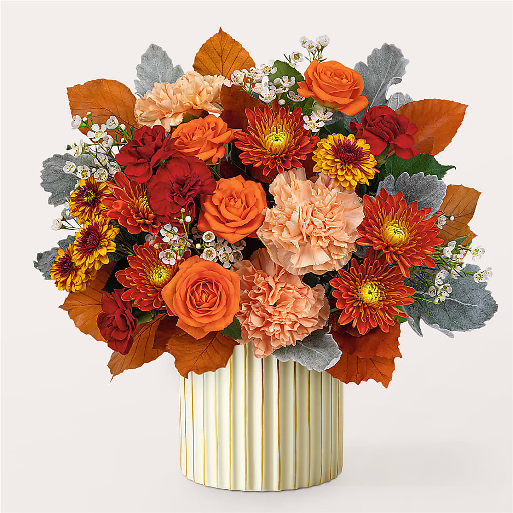 Merlot Bouquet with Ivory Vase – GARRISON DESIGNS FLORIST & INTERIORS, Huntington WV