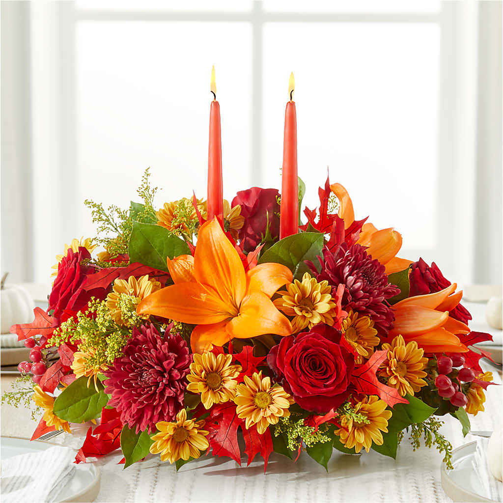 Autumn's Embrace Centerpiece – GARRISON DESIGNS FLORIST & INTERIORS, Huntington WV