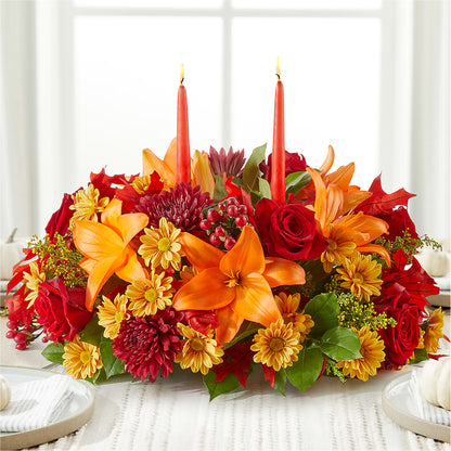 Autumn's Embrace Centerpiece – GARRISON DESIGNS FLORIST & INTERIORS, Huntington WV