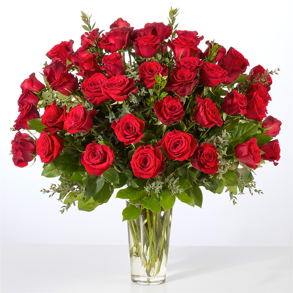 Forever Yours Fifty Stem Red Rose Bouquet – GARRISON DESIGNS FLORIST & INTERIORS, Huntington WV