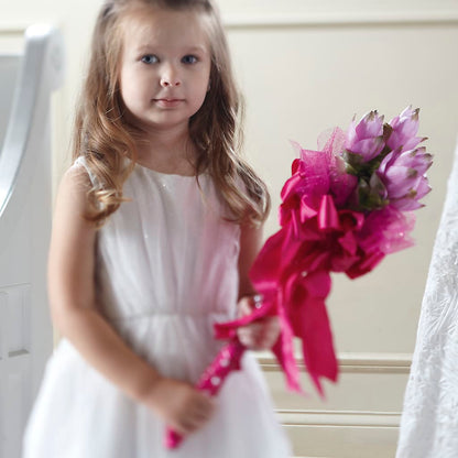 Sparkle Pink Flower Girl Bouquet – GARRISON DESIGNS FLORIST & INTERIORS, Huntington WV
